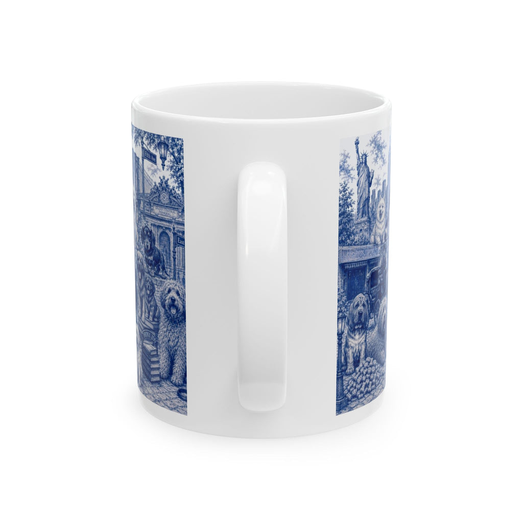 Blue Toile New York City Dogs Mug