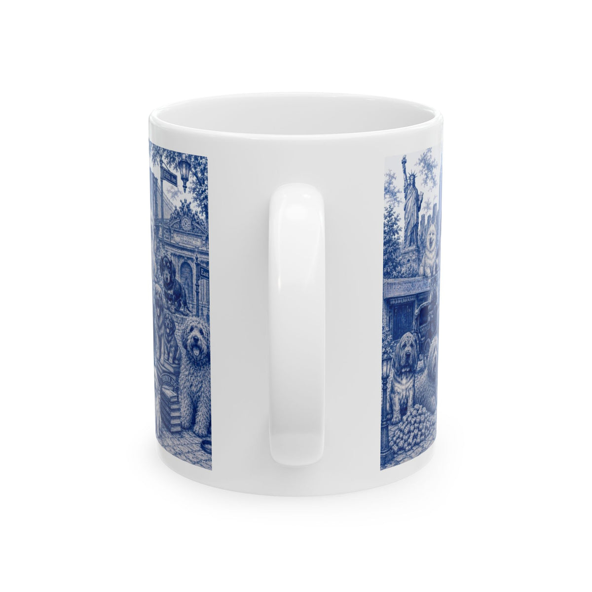 Blue Toile New York City Dogs Mug