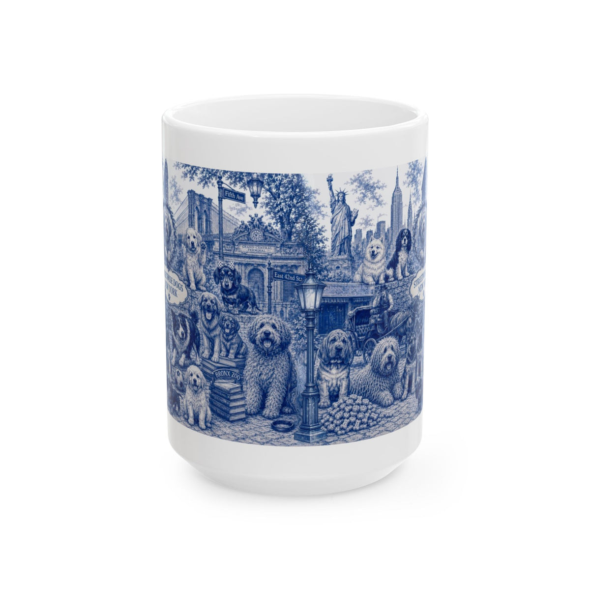 Blue Toile New York City Dogs Mug
