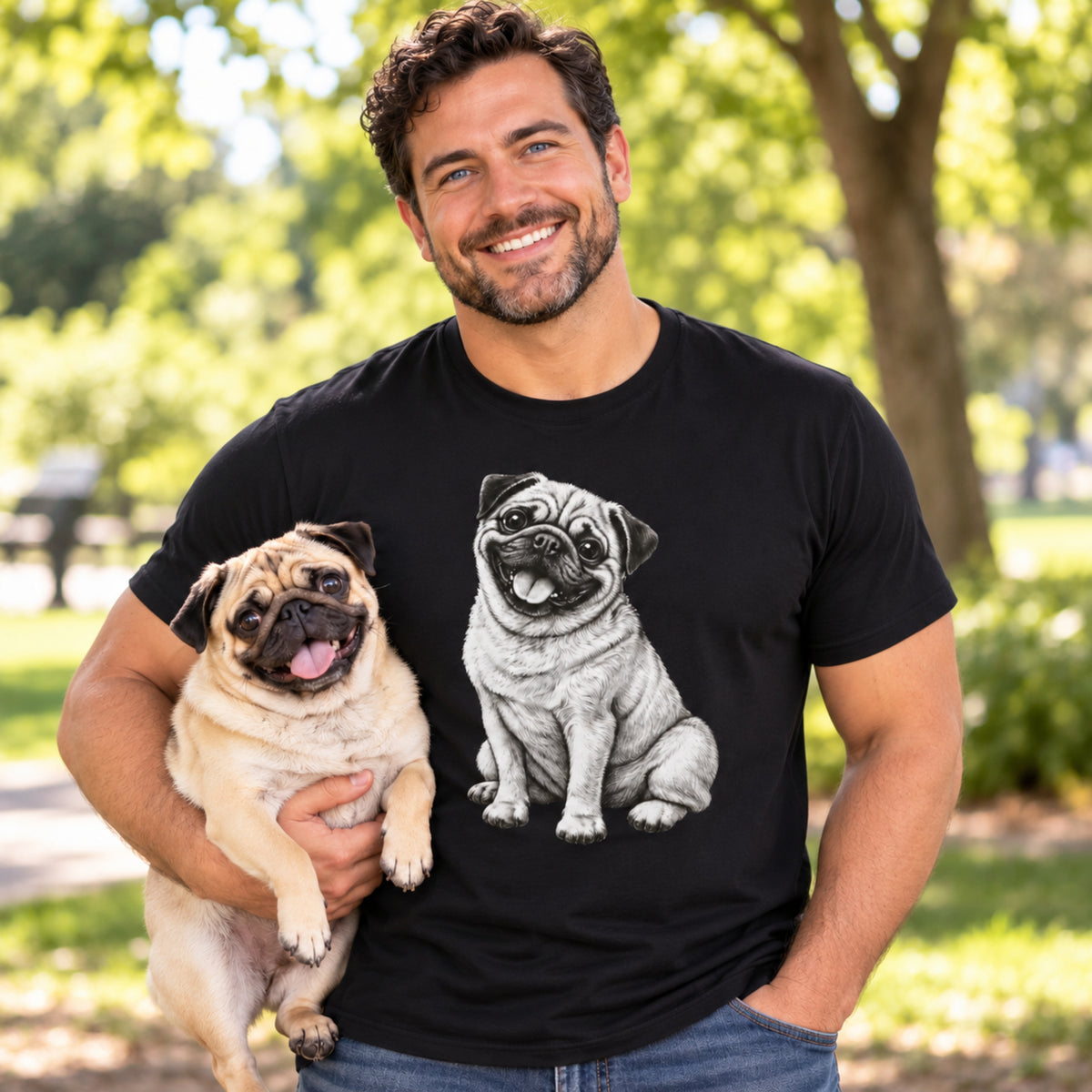 Pug, Illustrated Unisex T-Shirt | Exceptional Comfort