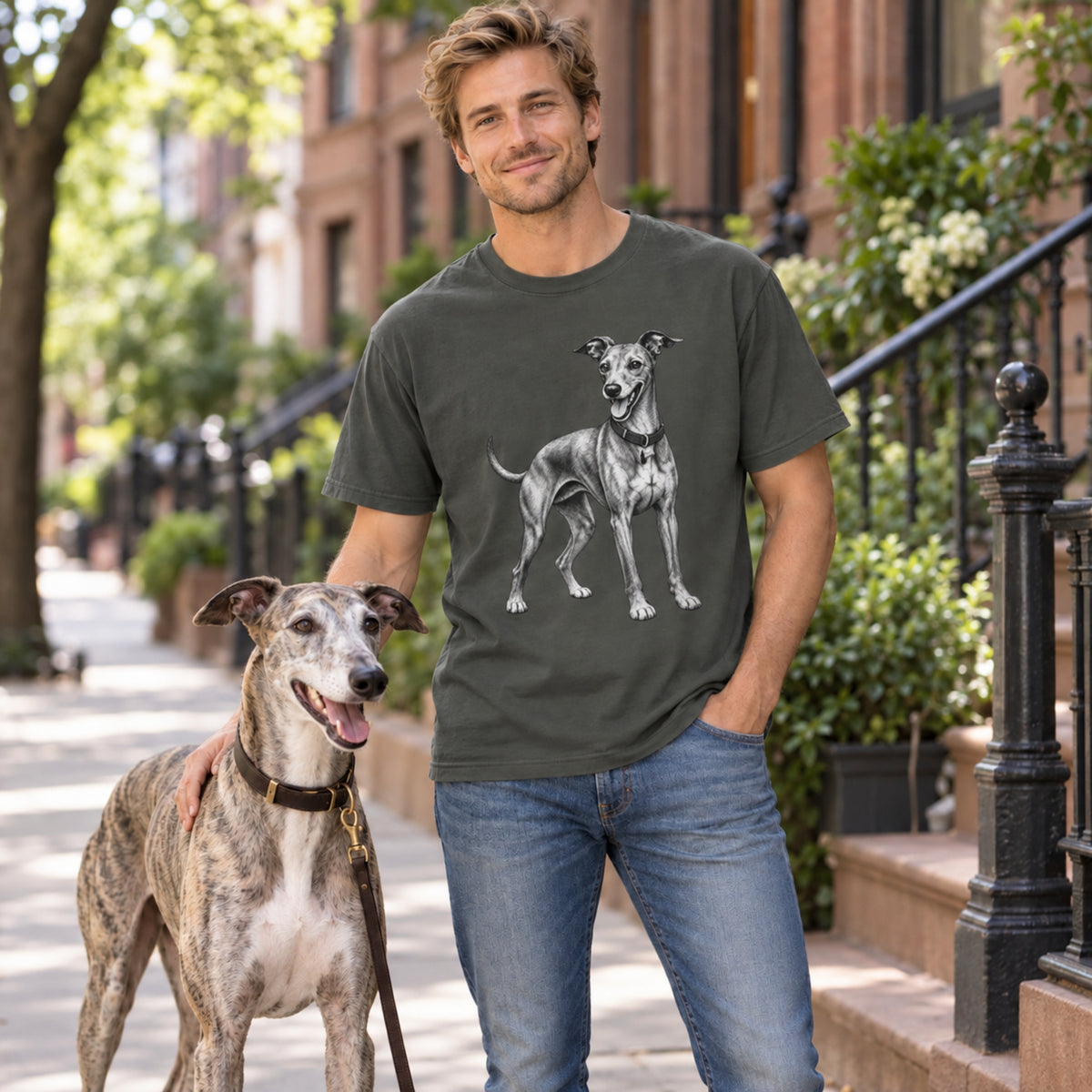 Greyhound, Illustrated Unisex T-Shirt | Exceptional Comfort