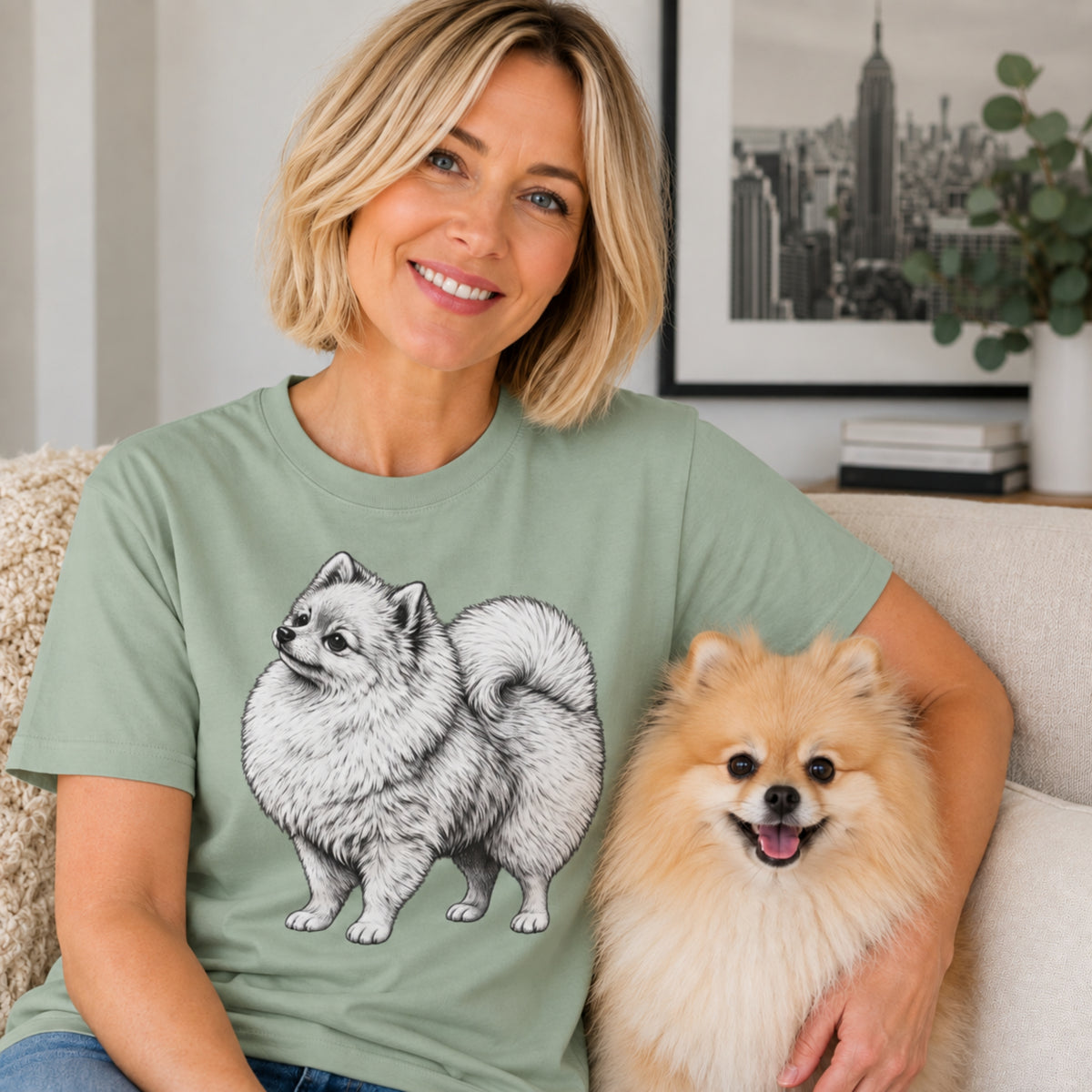 Pomeranian , Illustrated Unisex T-Shirt | Exceptional Comfort