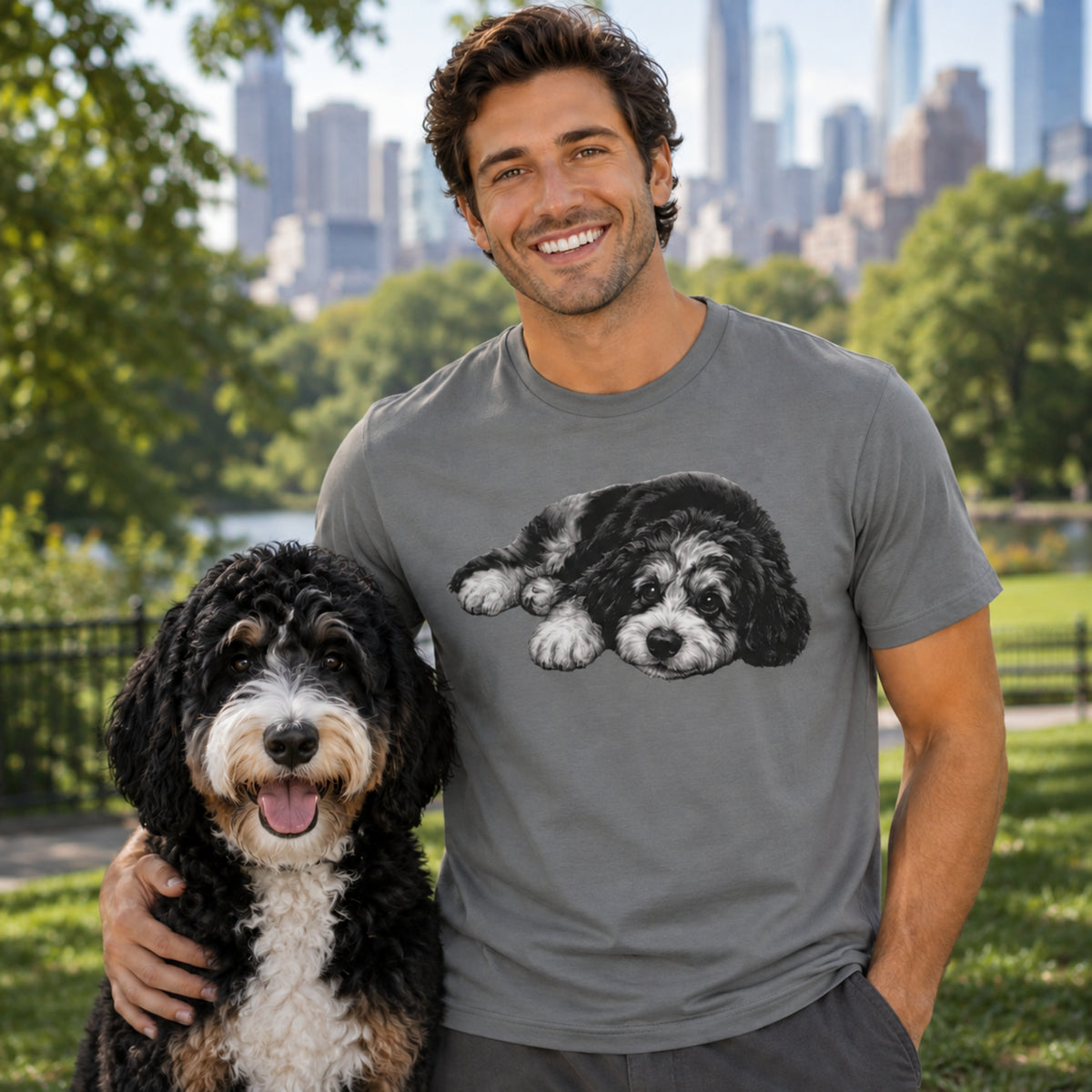 Bernedoodle, Illustrated Unisex T-Shirt | Exceptional Comfort