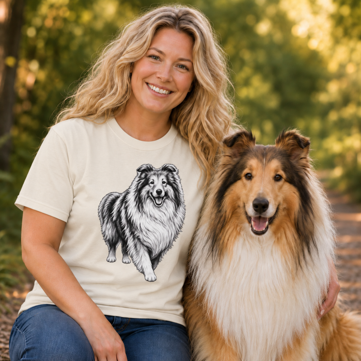 Collie Dog, Illustrated Unisex T-Shirt | Exceptional Comfort