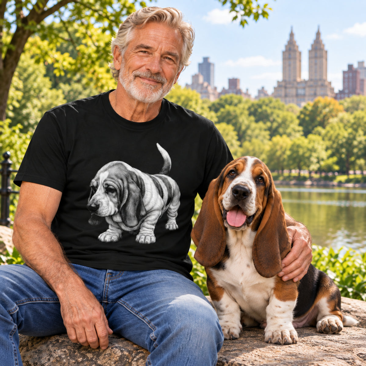 Basset Hound, Illustrated Unisex T-Shirt | Exceptional Comfort