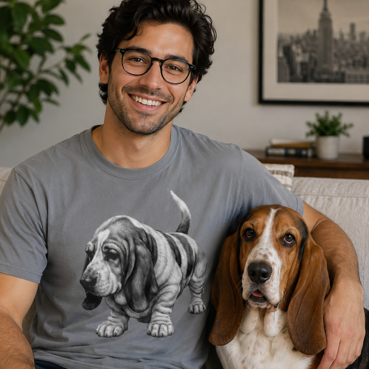 Basset Hound, Illustrated Unisex T-Shirt | Exceptional Comfort