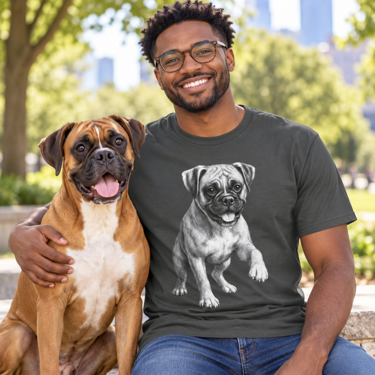 Boxer Dog, Illustrated Unisex T-Shirt | Exceptional Comfort