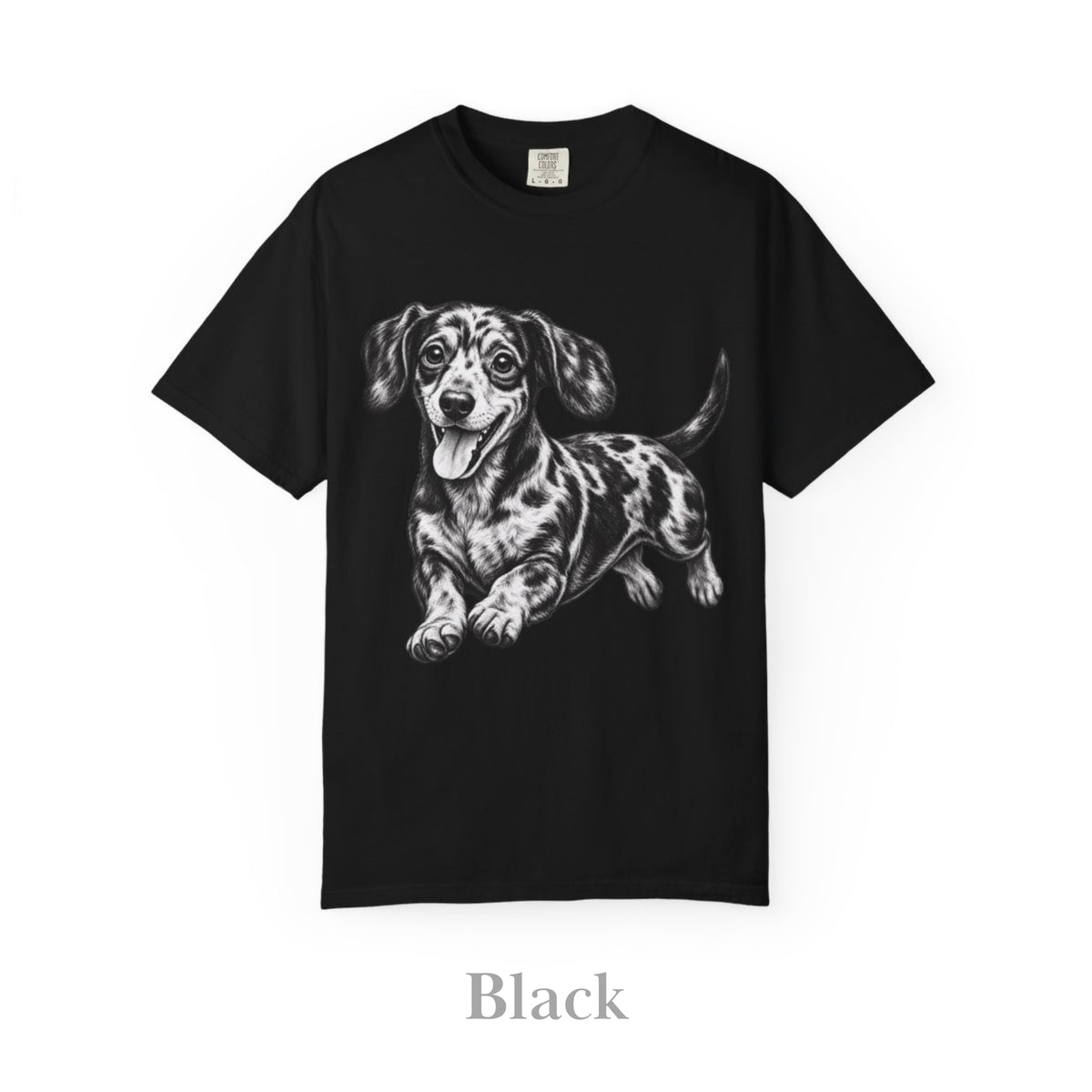 Dappled Dachshund, Illustrated Unisex T-Shirt | Exceptional Comfort