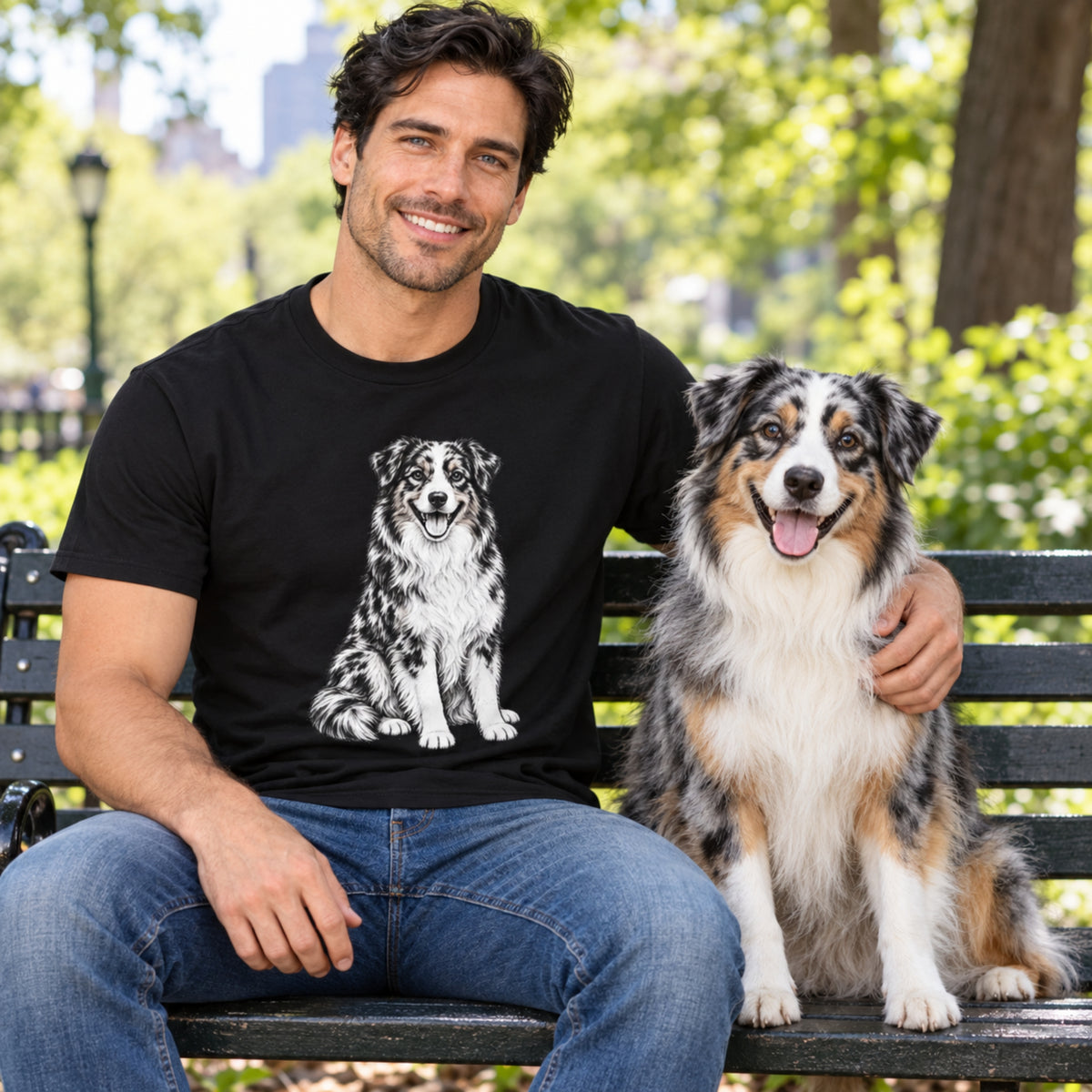 Australian Shepherd , Illustrated Unisex T-Shirt | Exceptional Comfort