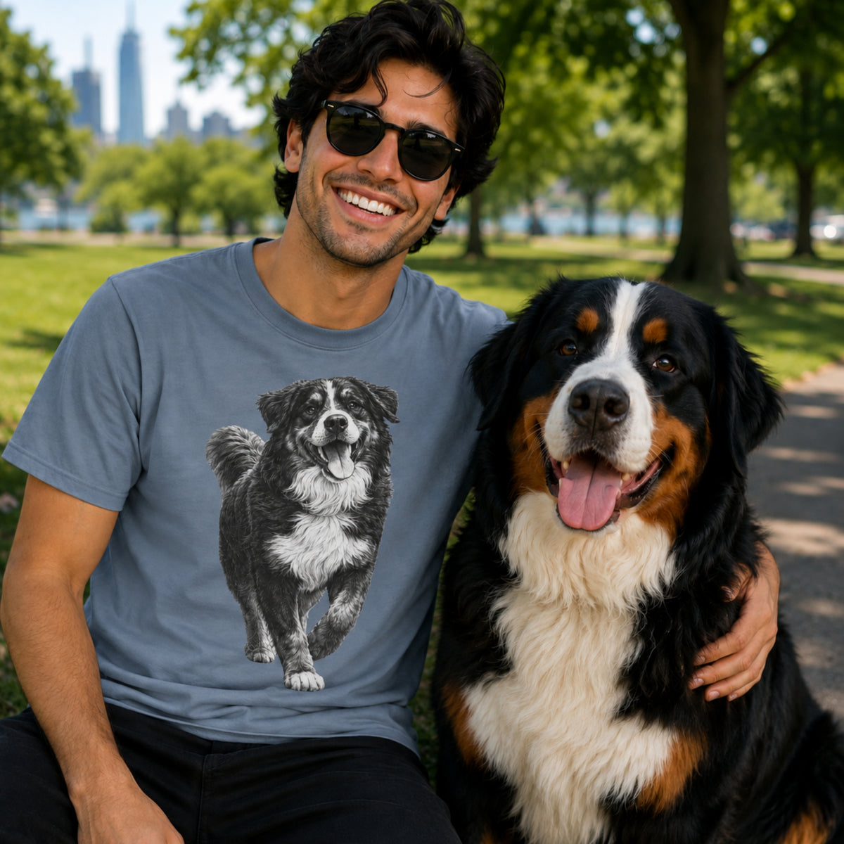 Bernese Mountain Dog , Illustrated Unisex T-Shirt | Exceptional Comfort