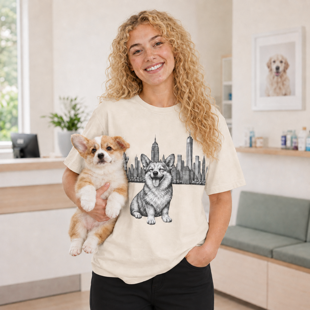 Corgi in New York: Very Comfortable Unisex T-shirt