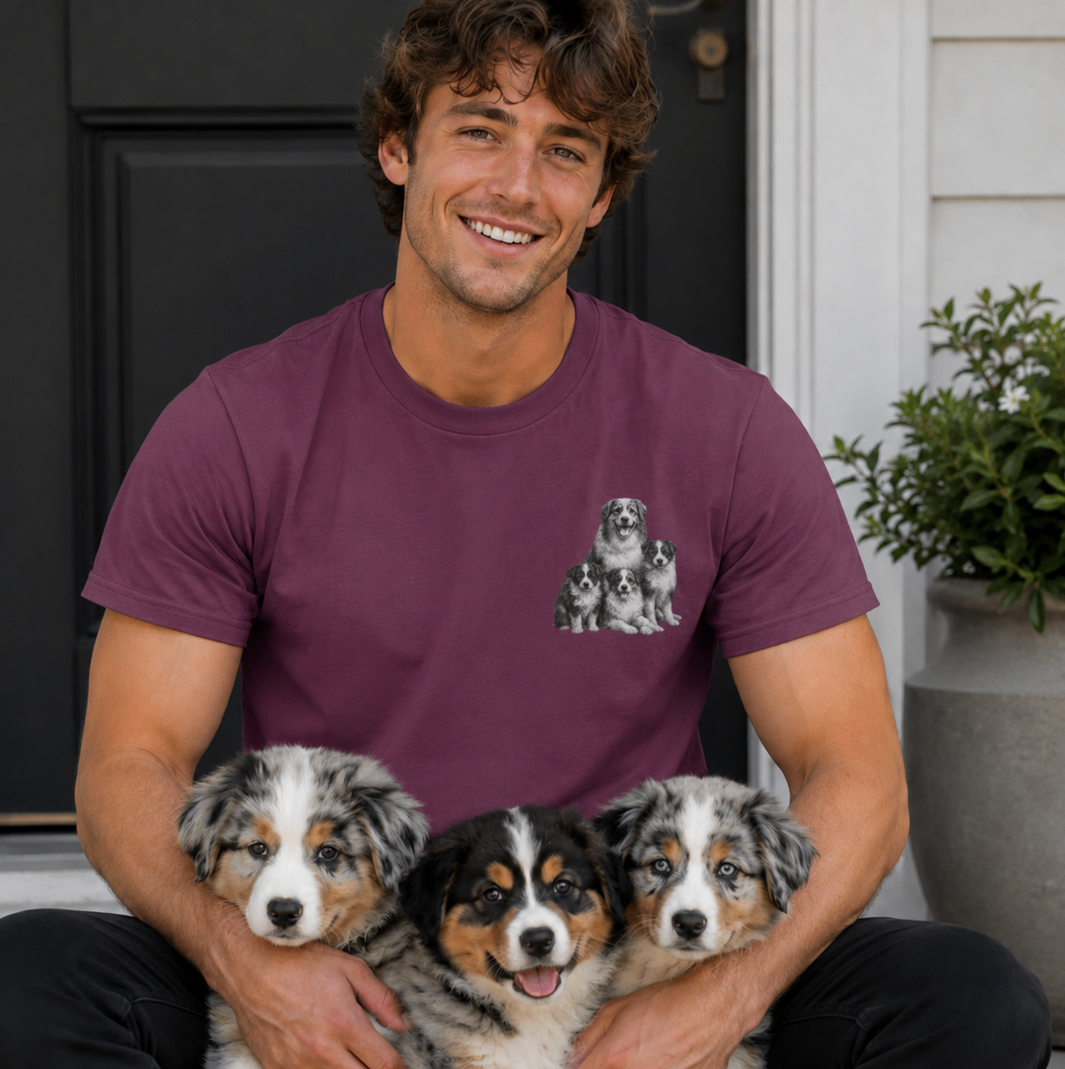 Australian Shepherd Puppies: Very Comfortable Unisex T-shirt with small Graphic
