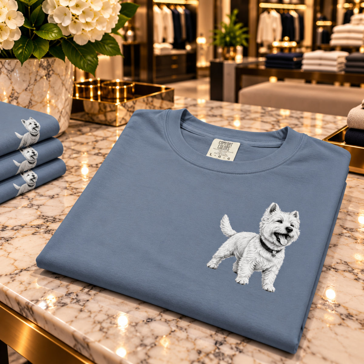 West Highland Terrier , Illustrated Unisex T-Shirt | Exceptional Comfort