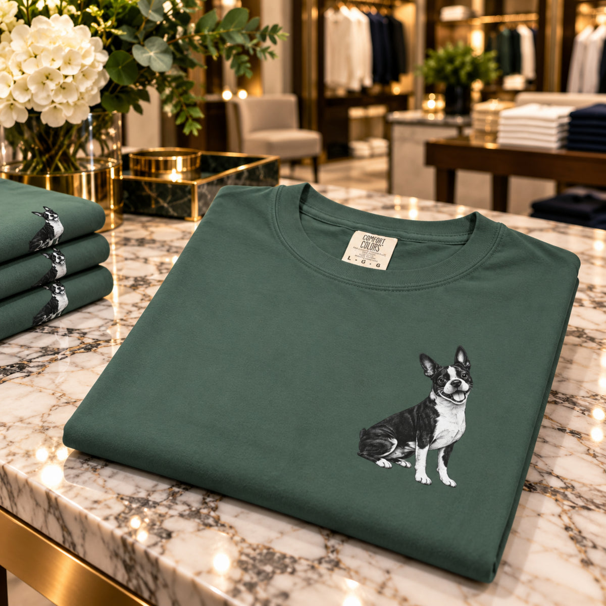 Boston Terrier, Illustrated Unisex T-Shirt | Exceptional Comfort