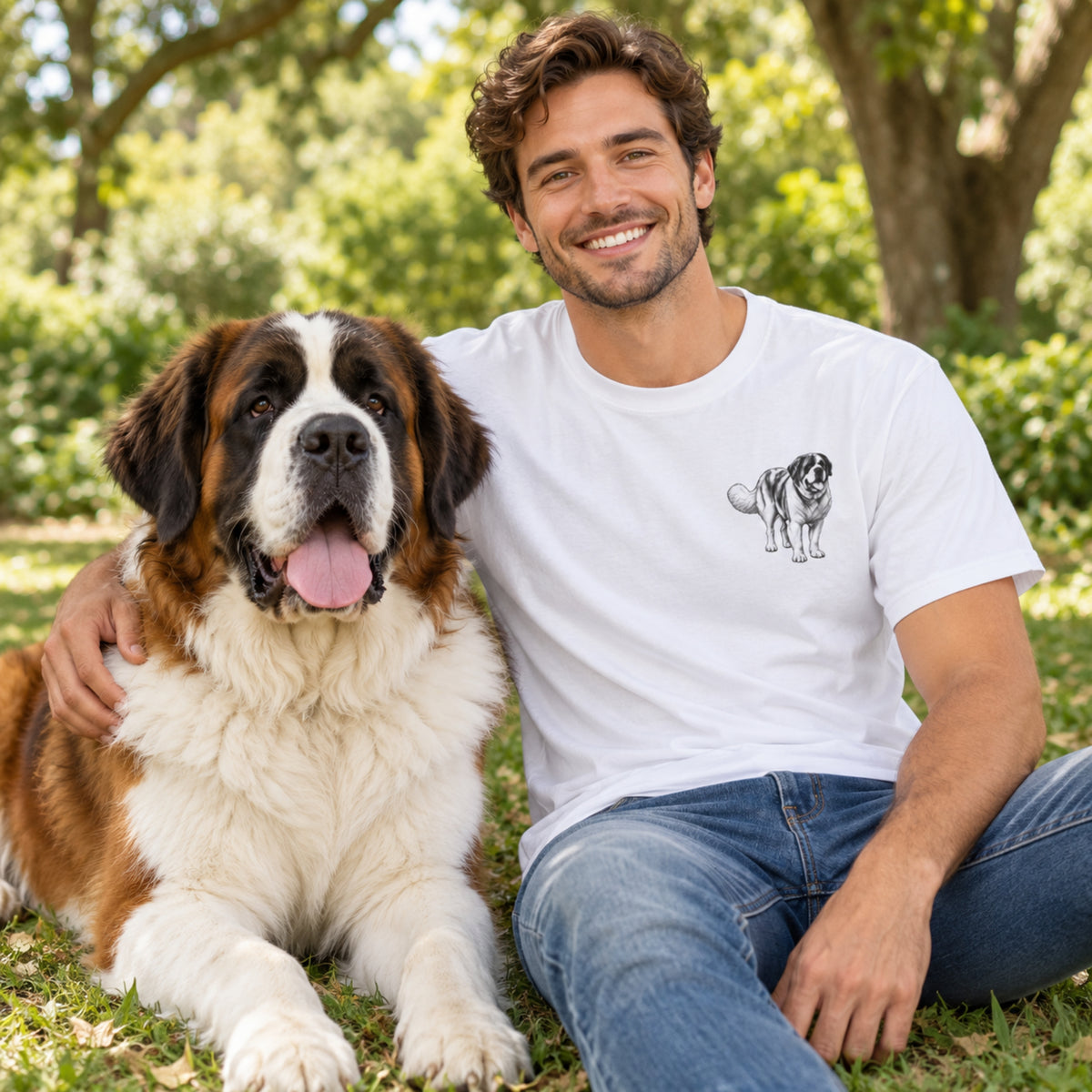 Saint Bernard, Illustrated Unisex T-Shirt | Exceptional Comfort