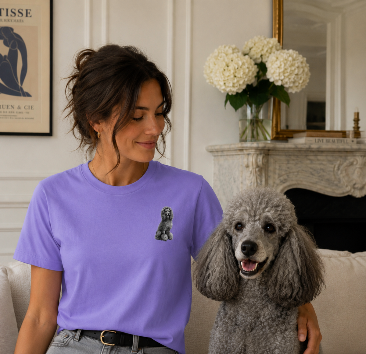 Poodle, Illustrated Unisex T-Shirt | Exceptional Comfort