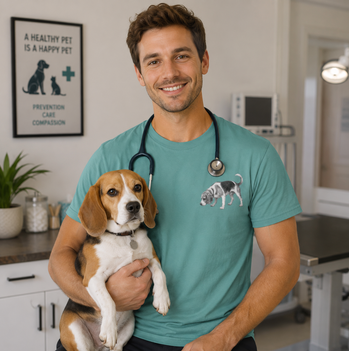 Beagle, Illustrated Unisex T-Shirt | Exceptional Comfort