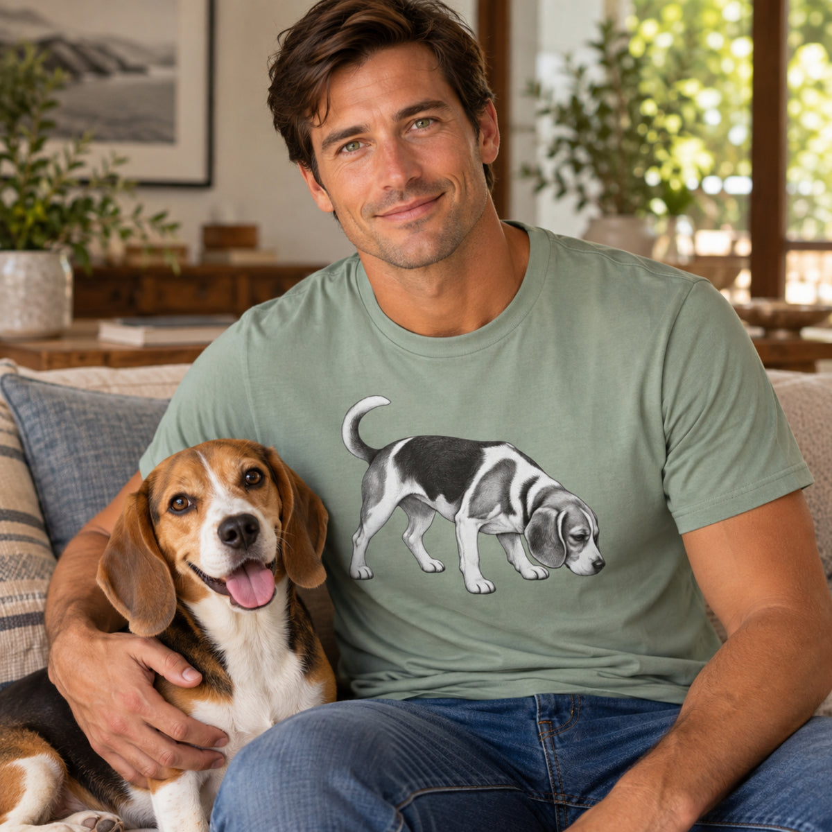 Beagle, Illustrated Unisex T-Shirt | Exceptional Comfort