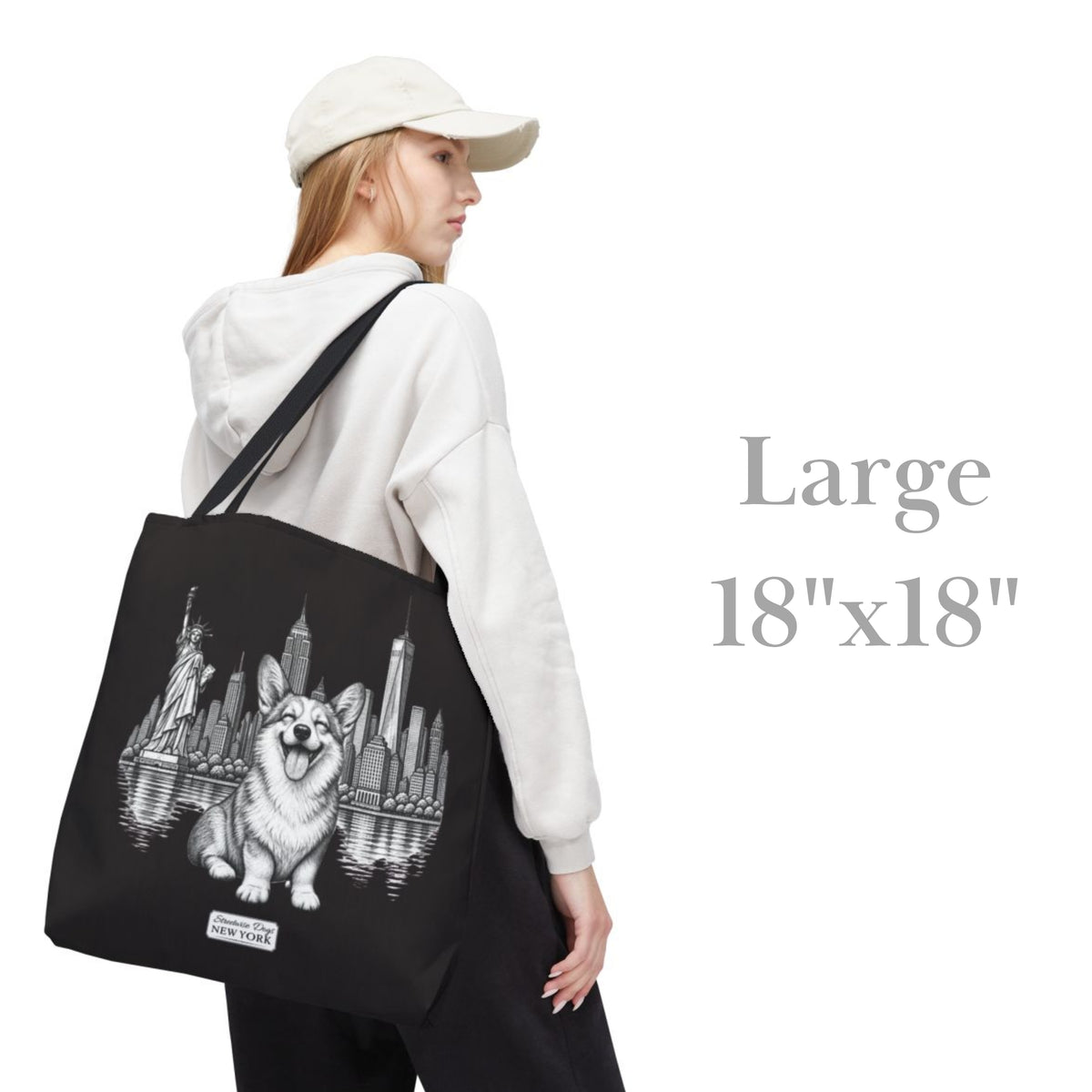 Corgi in New York, Durable Tote Bag