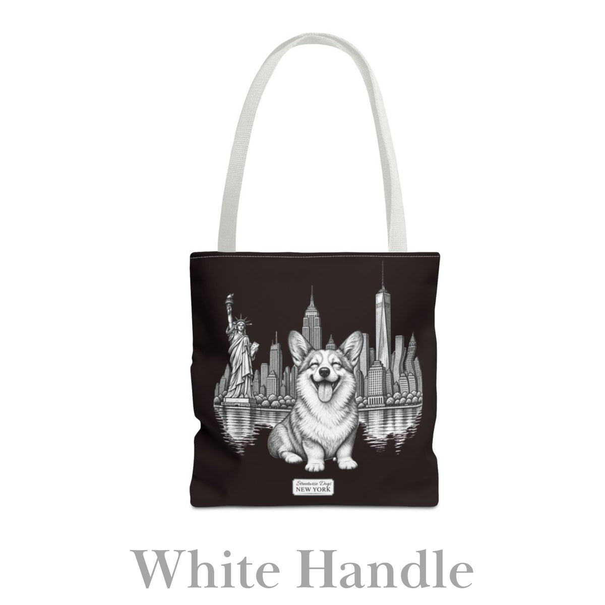 Corgi in New York, Durable Tote Bag