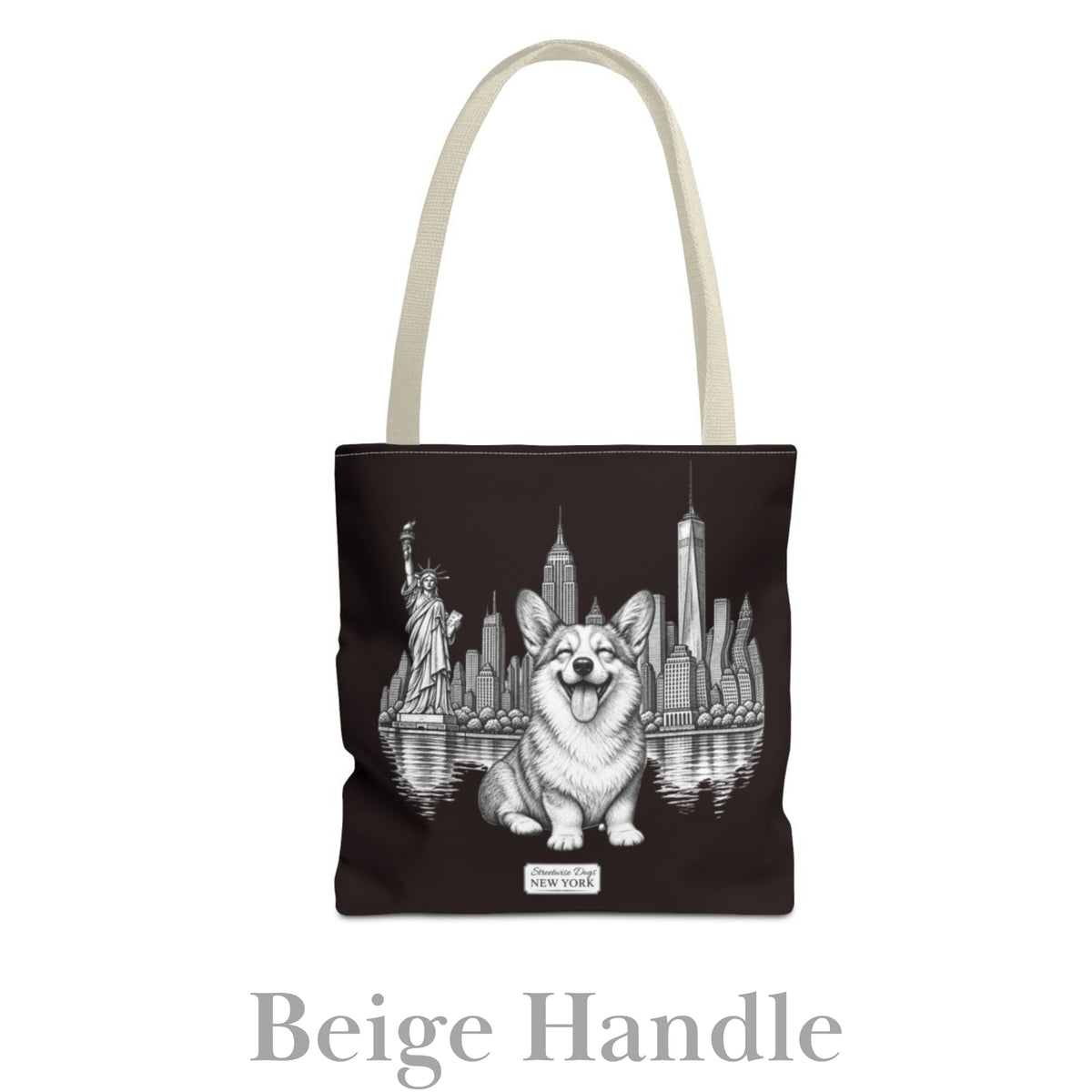 Corgi in New York, Durable Tote Bag