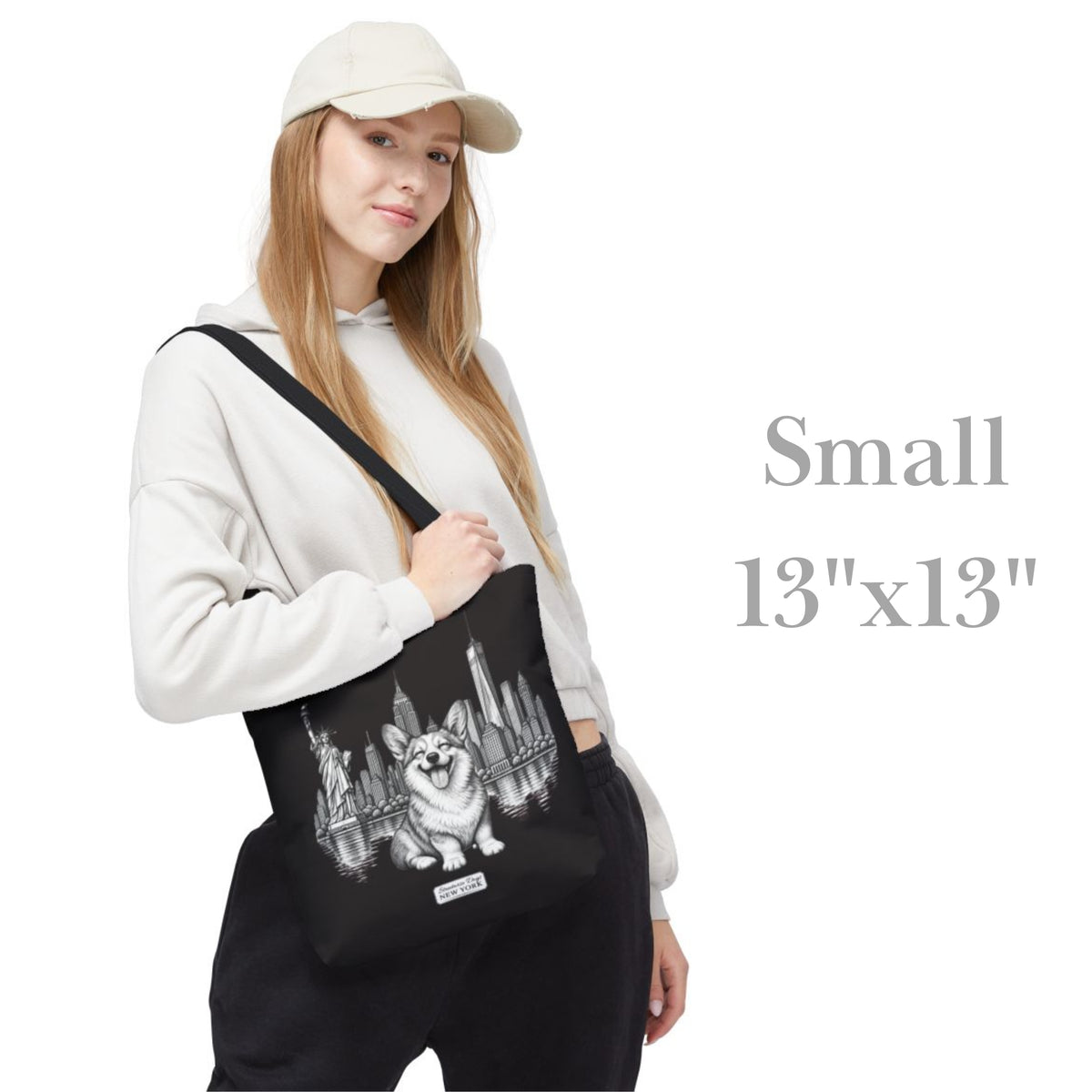 Corgi in New York, Durable Tote Bag