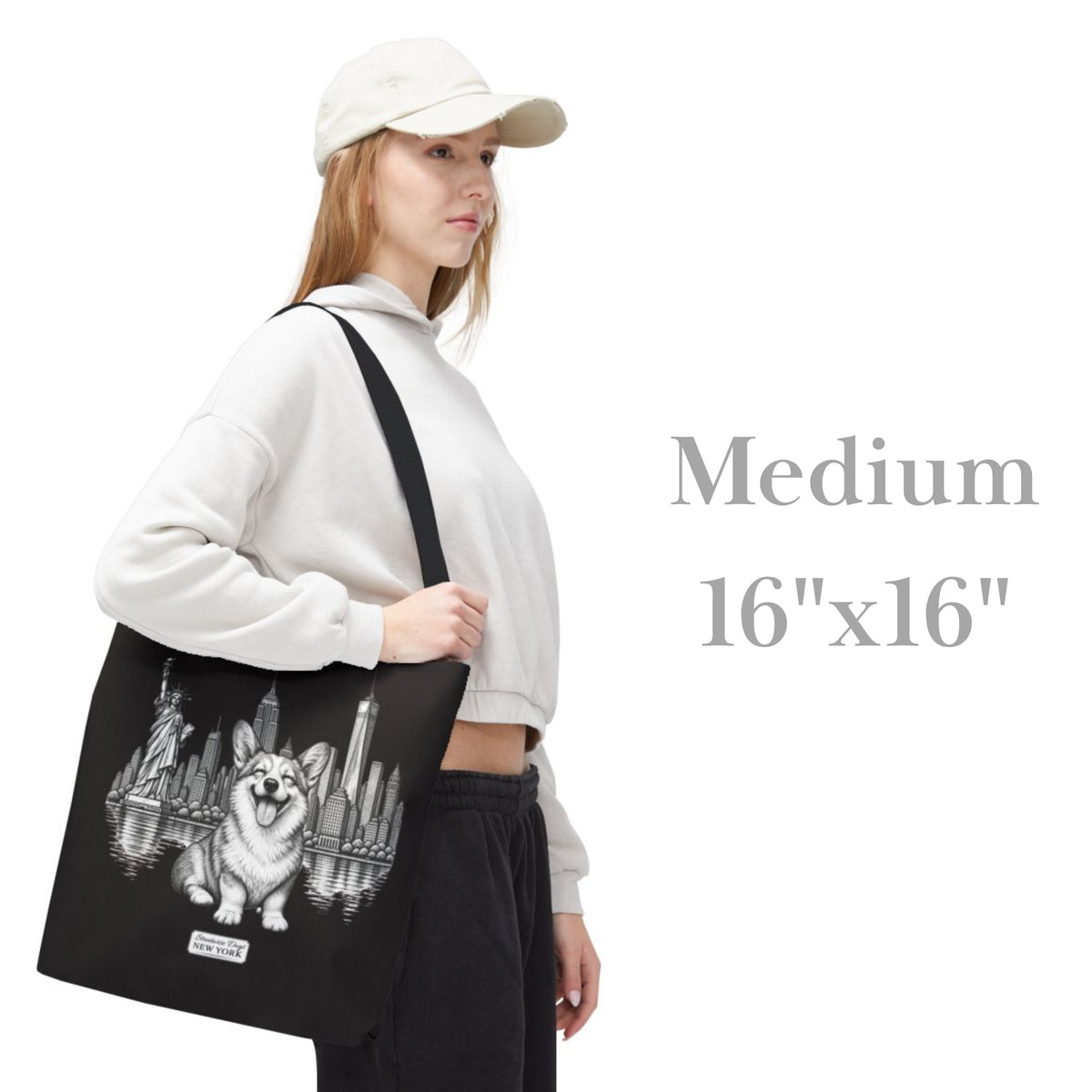 Corgi in New York, Durable Tote Bag