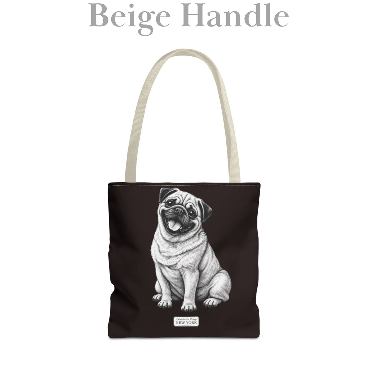Pug, Durable Tote Bag
