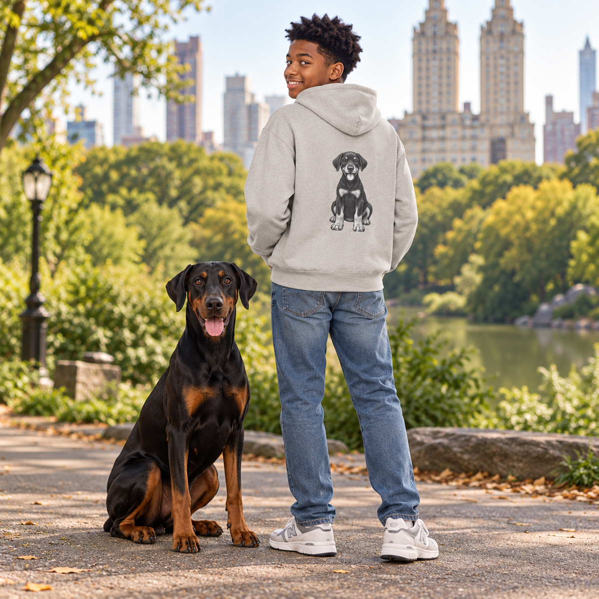Doberman, Youth Heavy Blend Zipped Unisex Hoodie