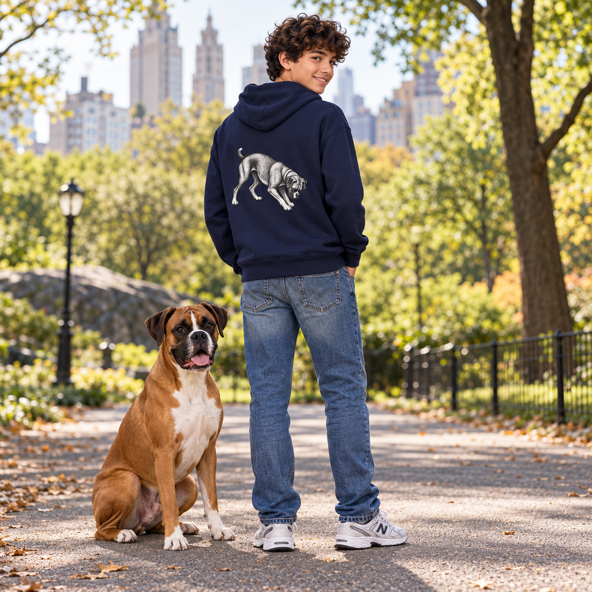 Boxer Dog, Youth Heavy Blend Zipped Unisex Hoodie