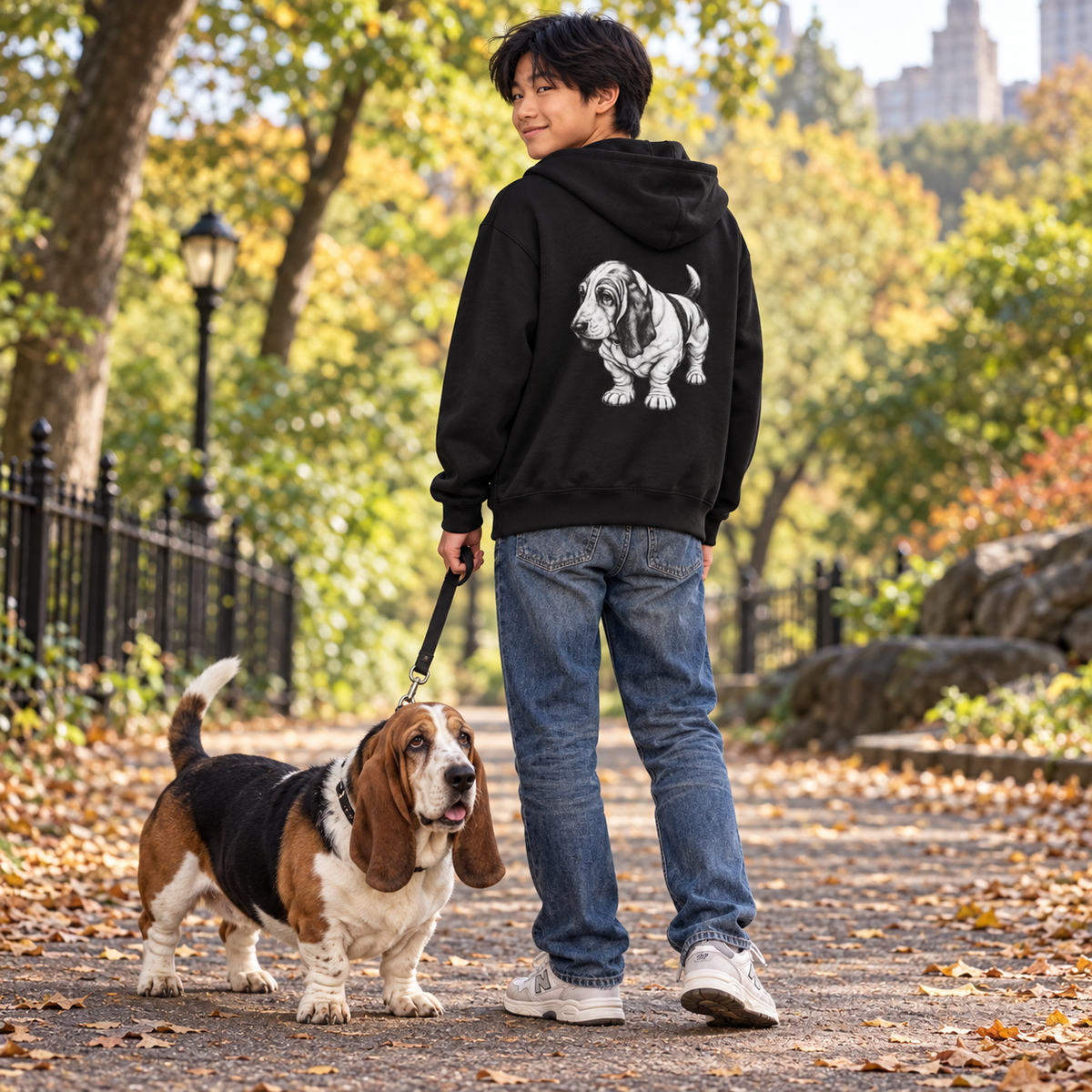 Basset Hound, Youth Heavy Blend Zipped Unisex Hoodie