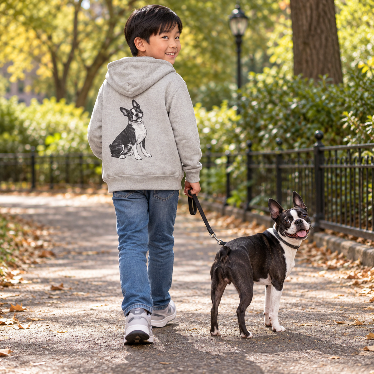 Boston Terrier, Youth Heavy Blend Zipped Unisex Hoodie