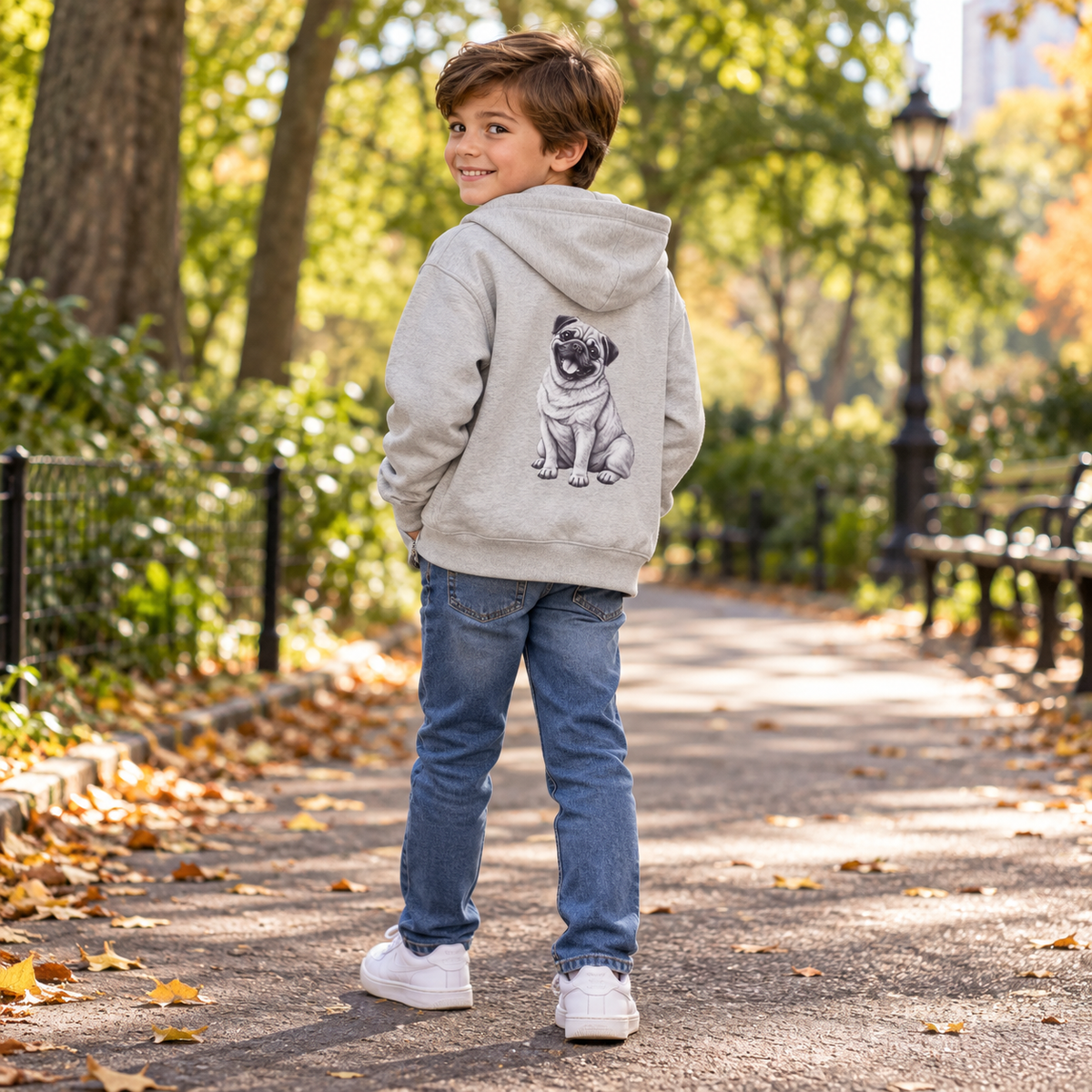 Pug, Youth Heavy Blend Zipped Unisex Hoodie