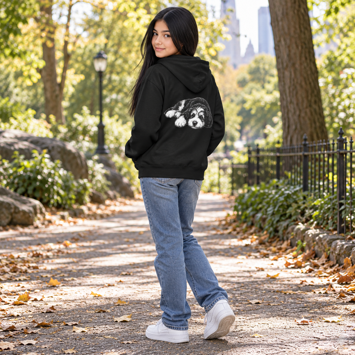 Bernedoodle, Youth Heavy Blend Zipped Unisex Hoodie