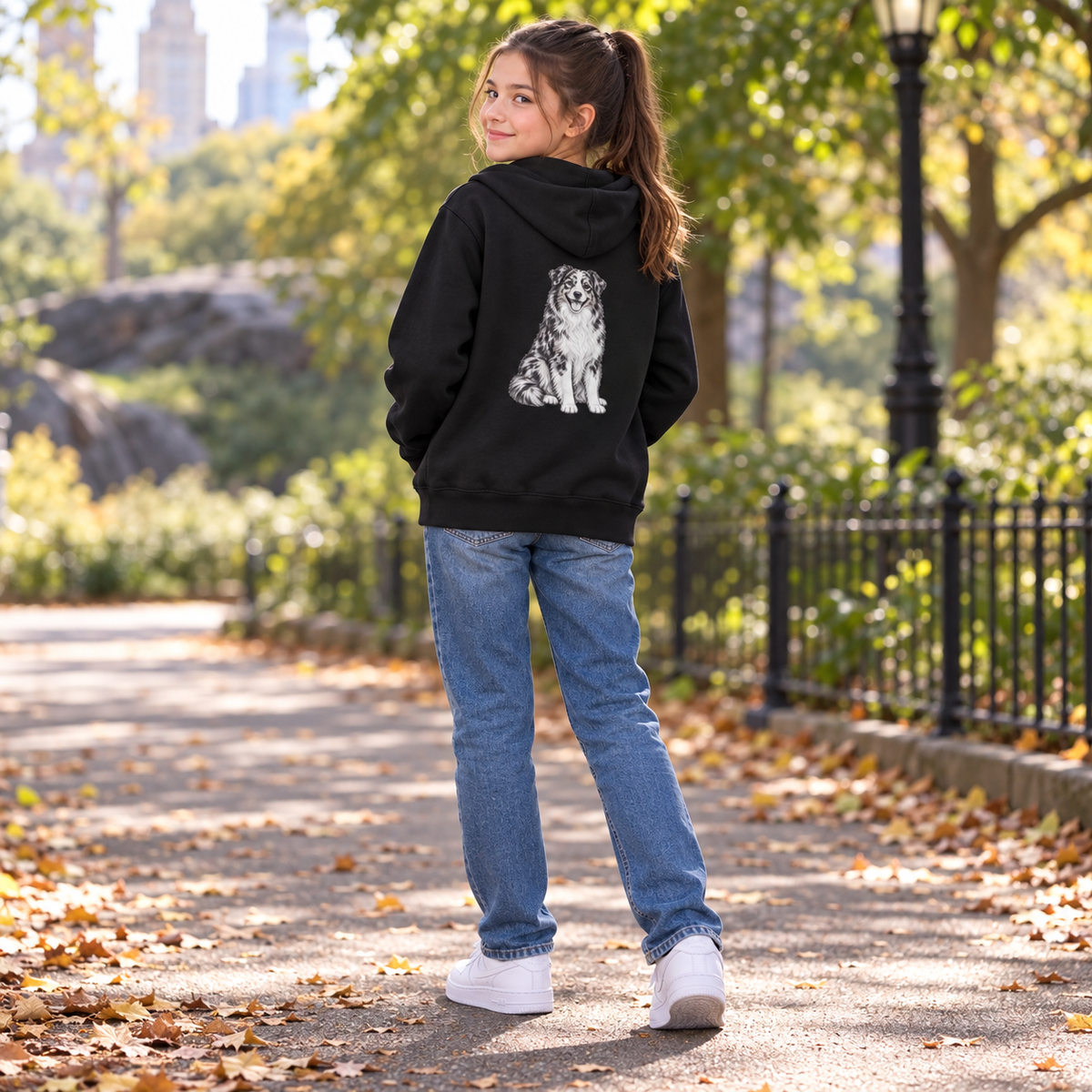 Australian Shepherd, Youth Heavy Blend Zipped Unisex Hoodie