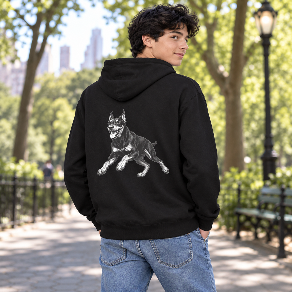 Doberman, Youth Heavy Blend Zipped Unisex Hoodie