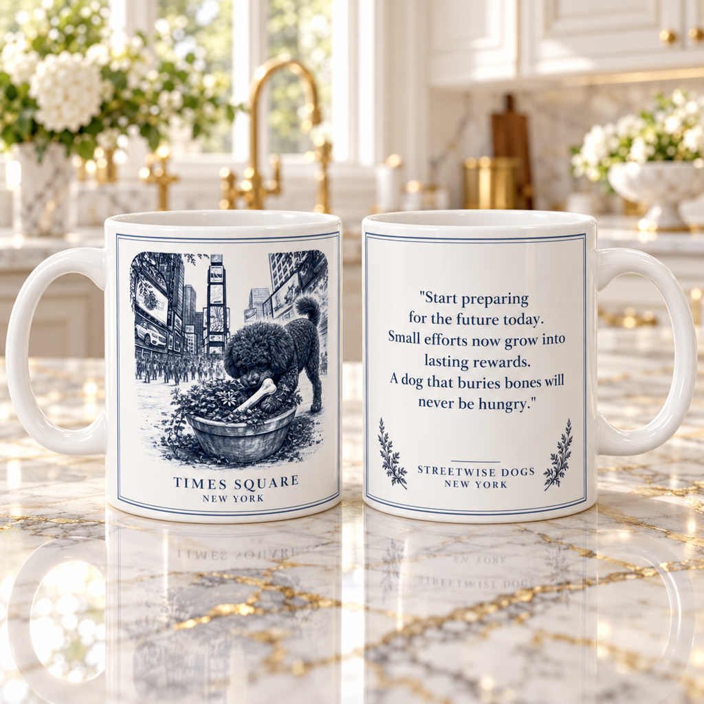 Times Square New York, Toy Poodle: Whimsical Wisdom Mug