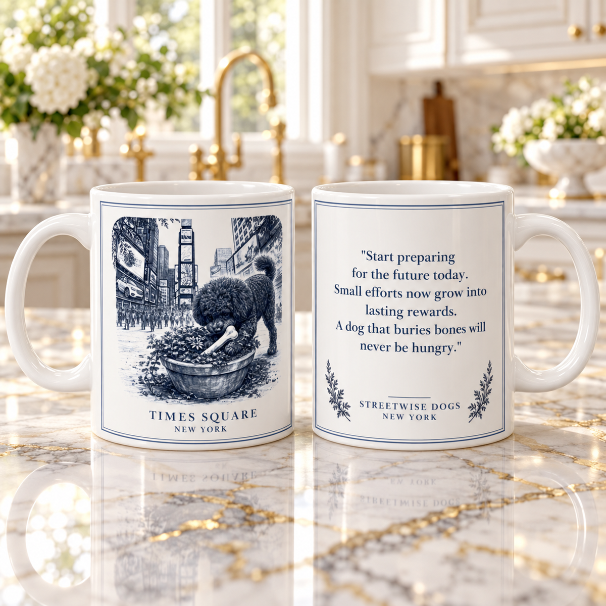 Times Square New York, Toy Poodle: Whimsical Wisdom Mug