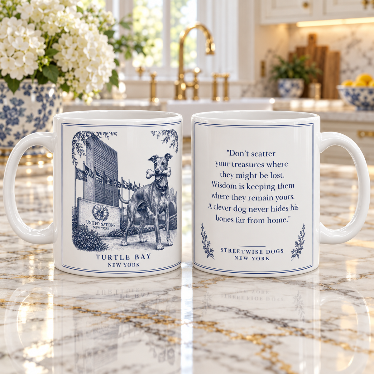 Turtle Bay New York, Greyhound: Whimsical Wisdom Mug