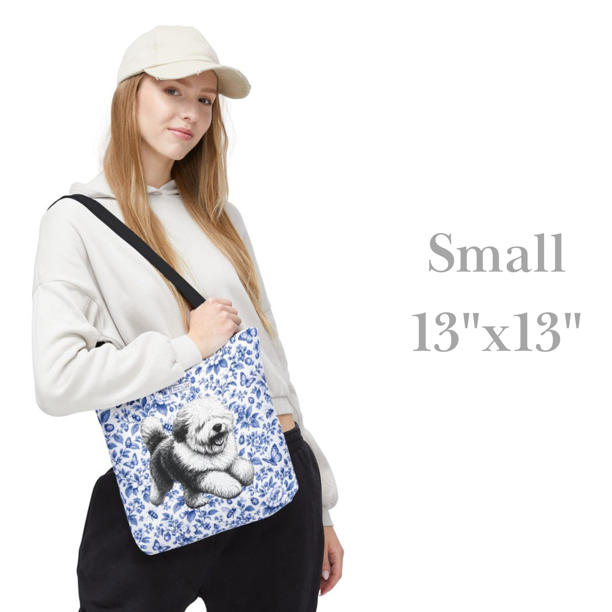 Old English Sheepdog, Blue Flora & Fauna Durable Tote Bag