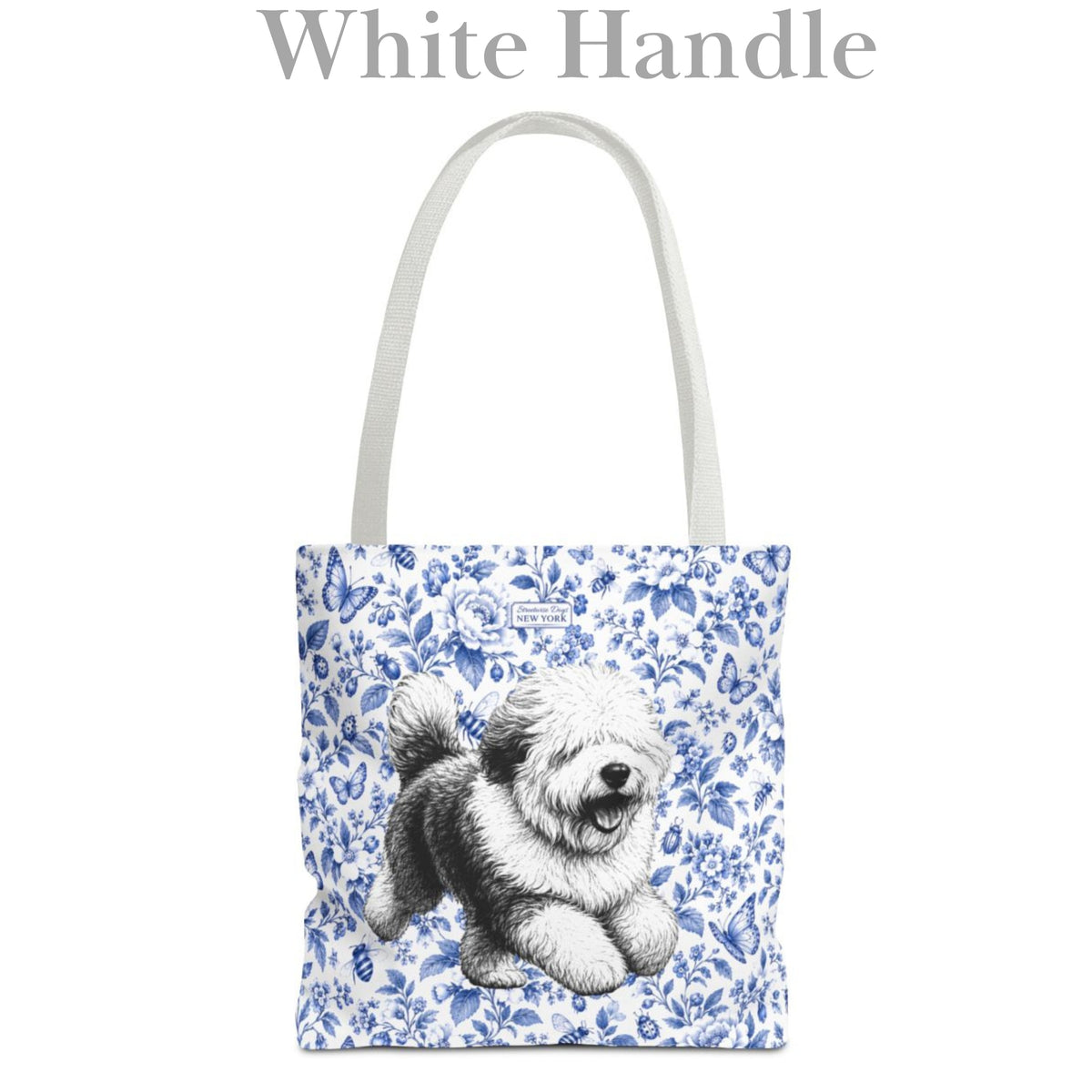 Old English Sheepdog, Blue Flora & Fauna Durable Tote Bag