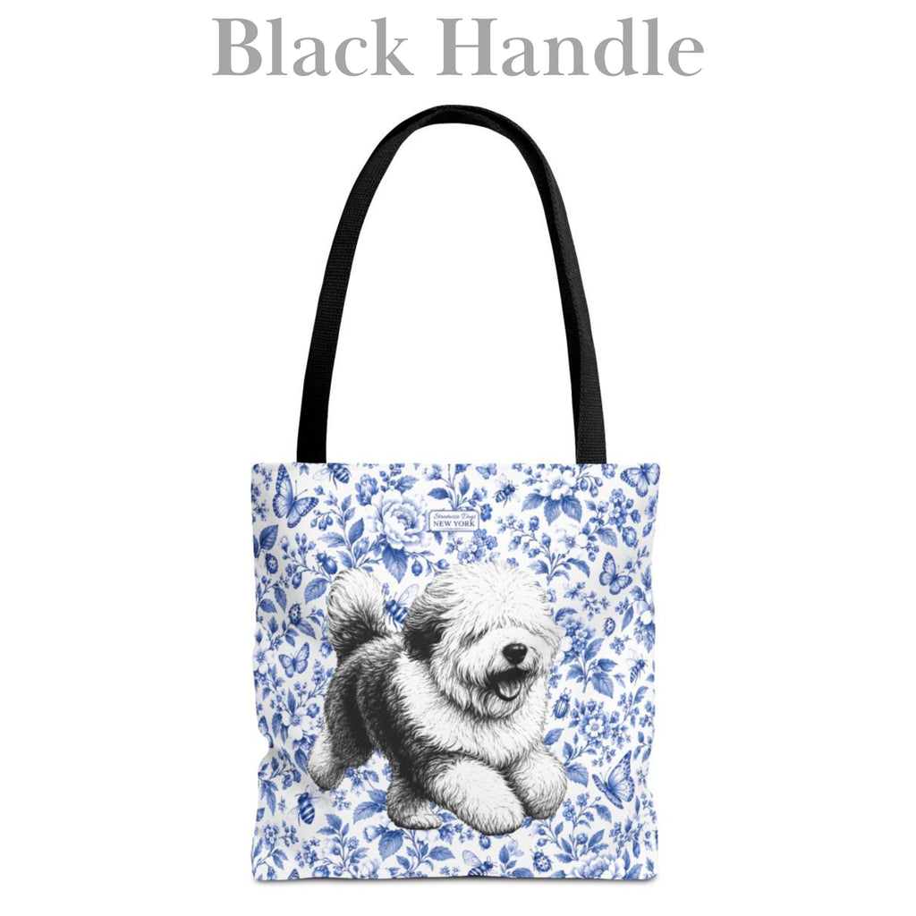 Old English Sheepdog, Blue Flora & Fauna Durable Tote Bag