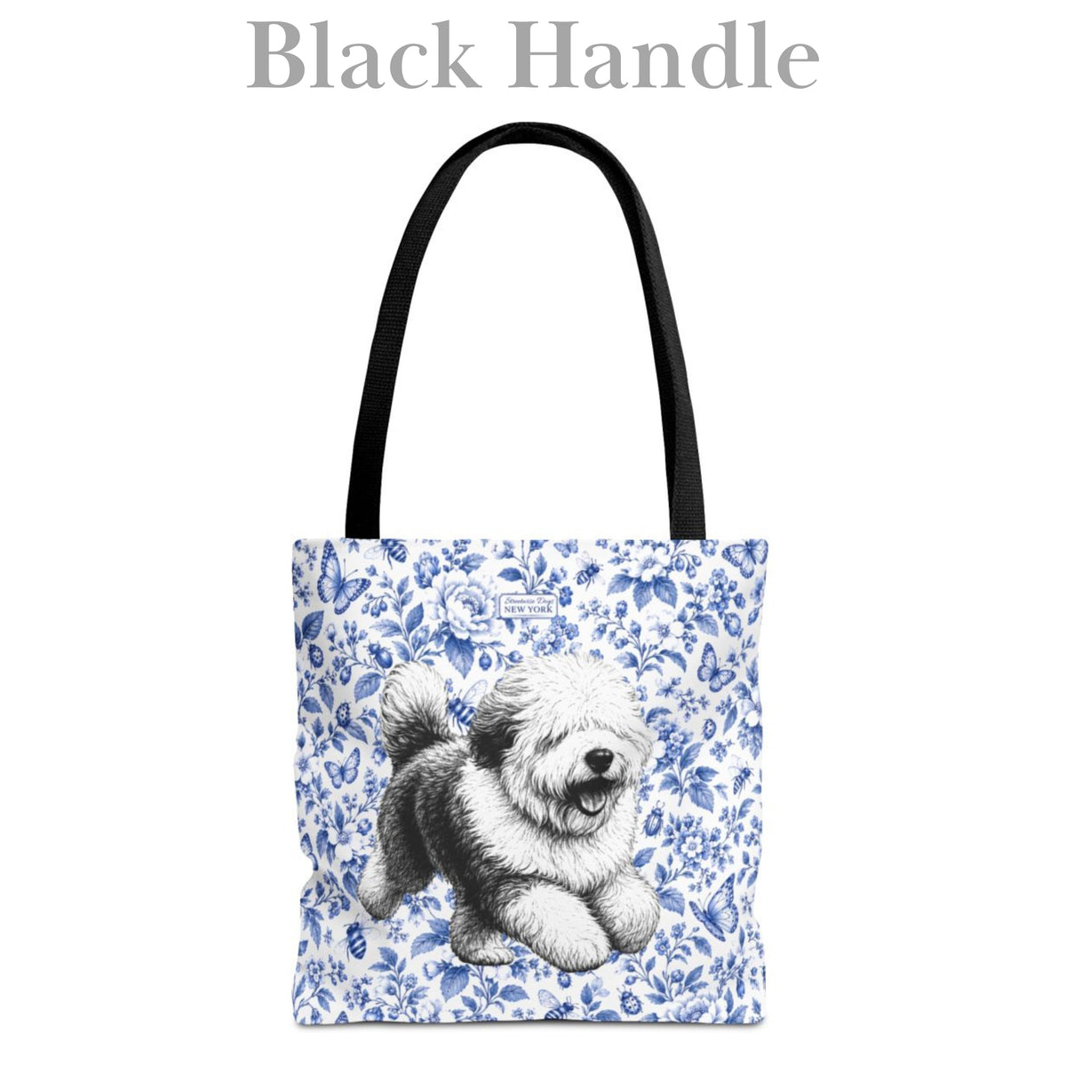 Old English Sheepdog, Blue Flora & Fauna Durable Tote Bag