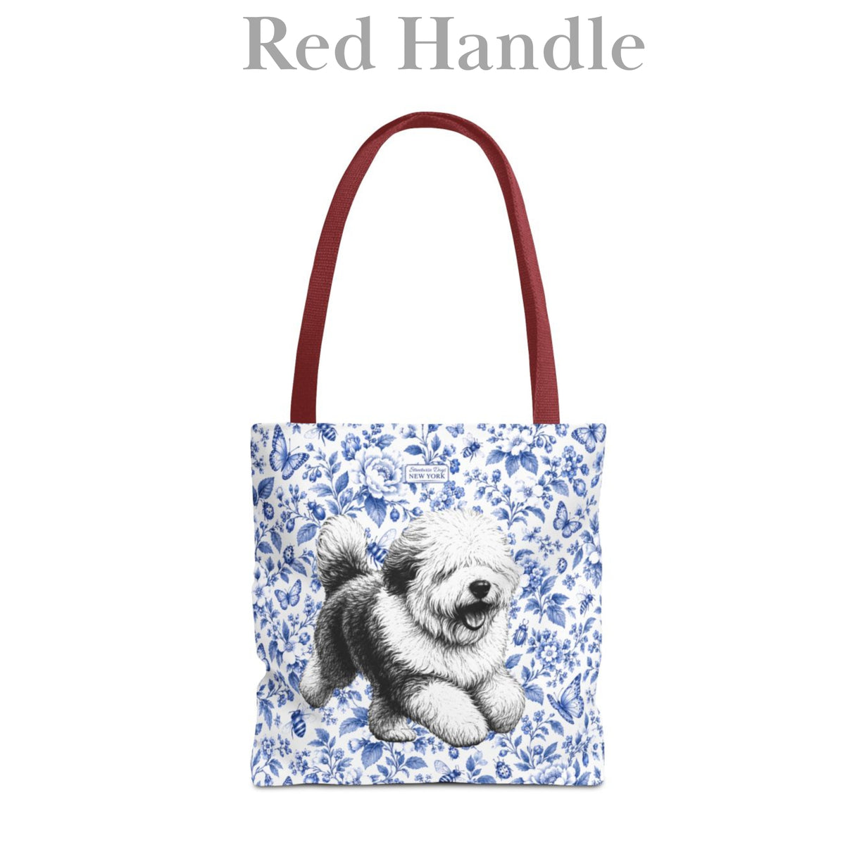 Old English Sheepdog, Blue Flora & Fauna Durable Tote Bag