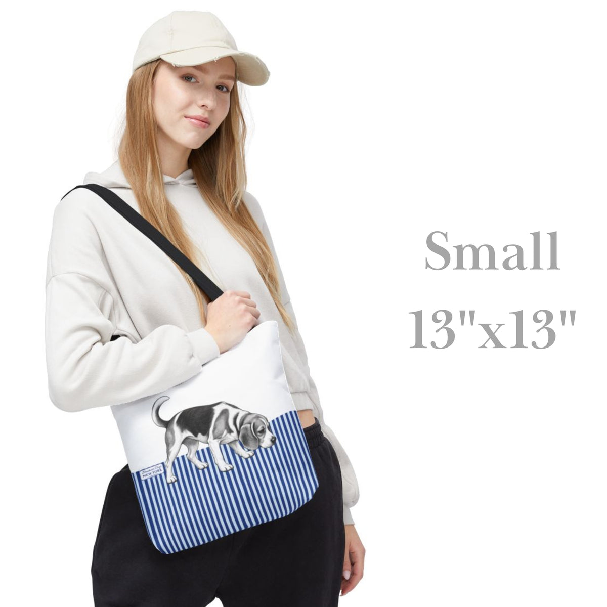 Beagle, Blue Stripe Durable Tote Bag