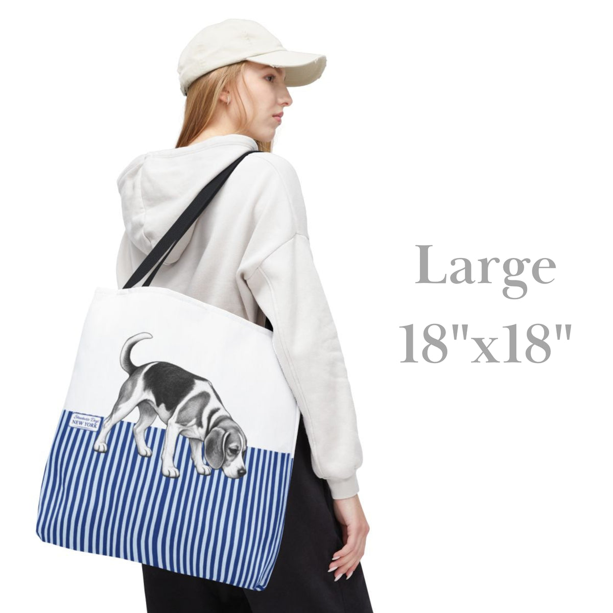 Beagle, Blue Stripe Durable Tote Bag