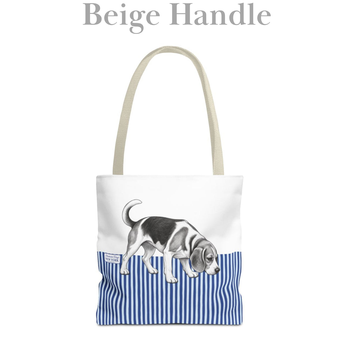 Beagle, Blue Stripe Durable Tote Bag