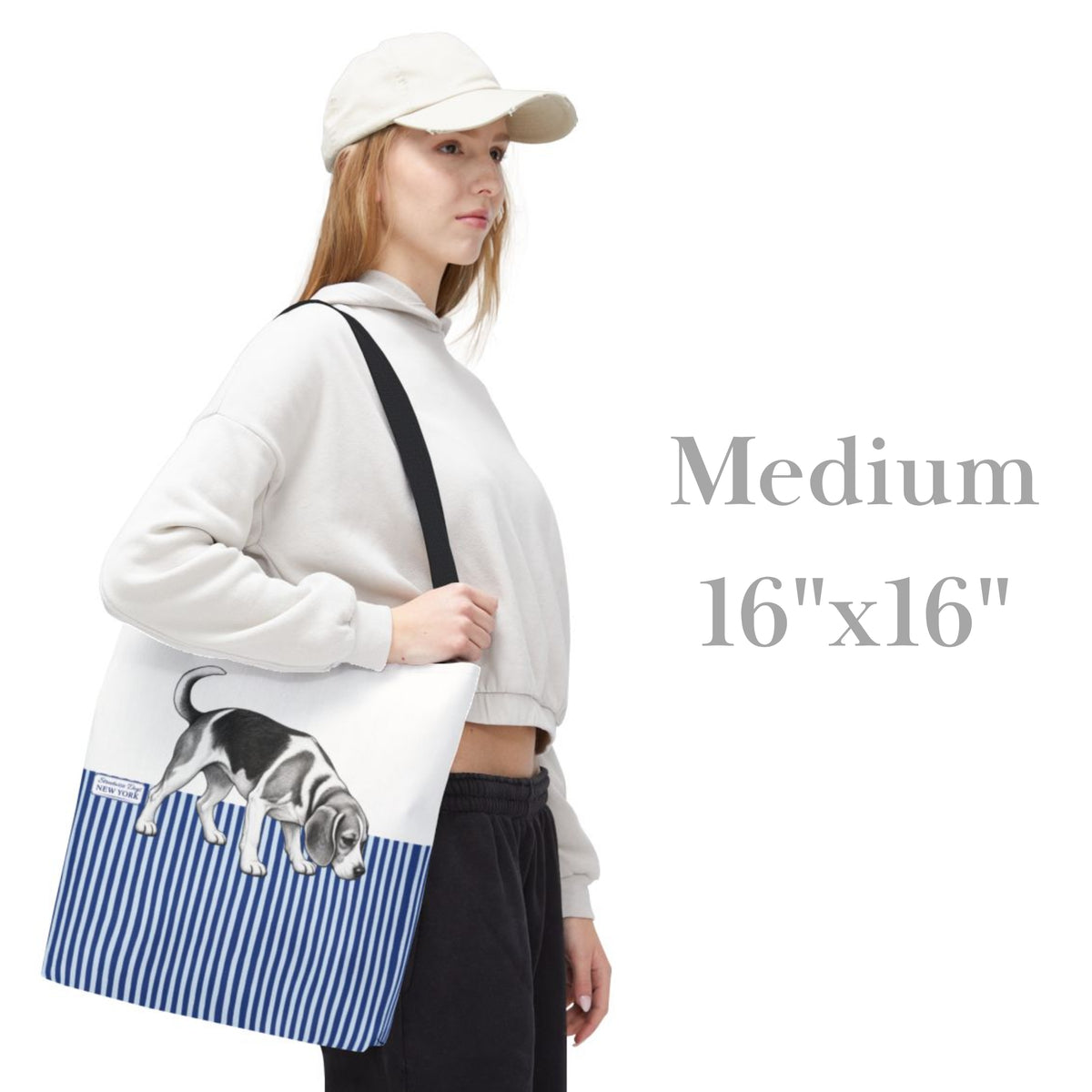 Beagle, Blue Stripe Durable Tote Bag