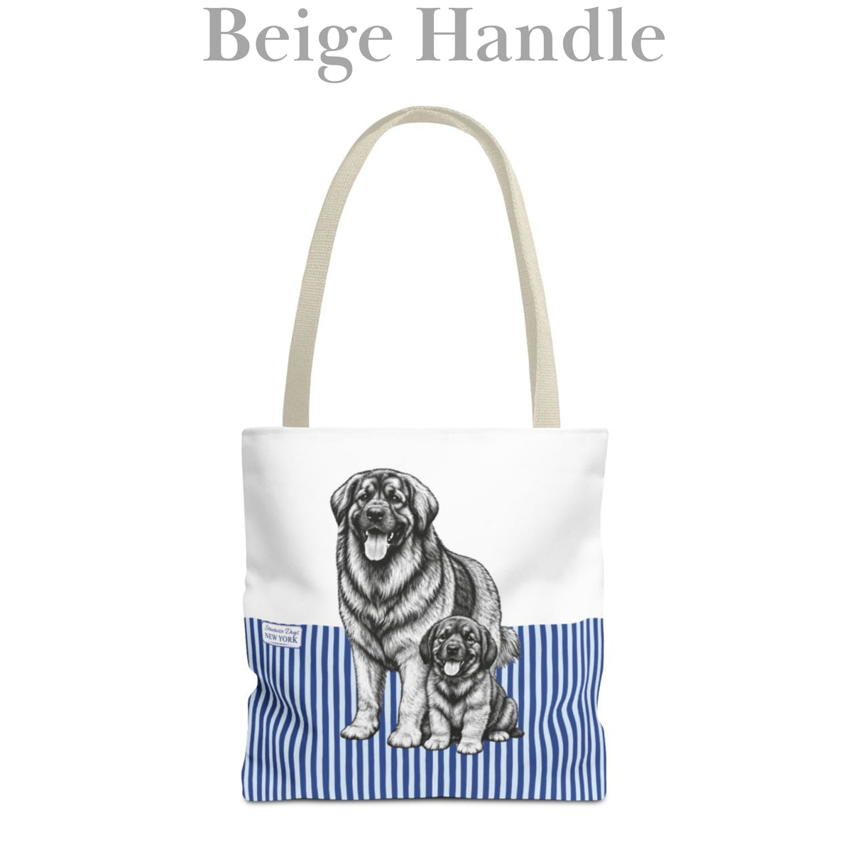 Leonberger, Blue Stripe Durable Tote Bag