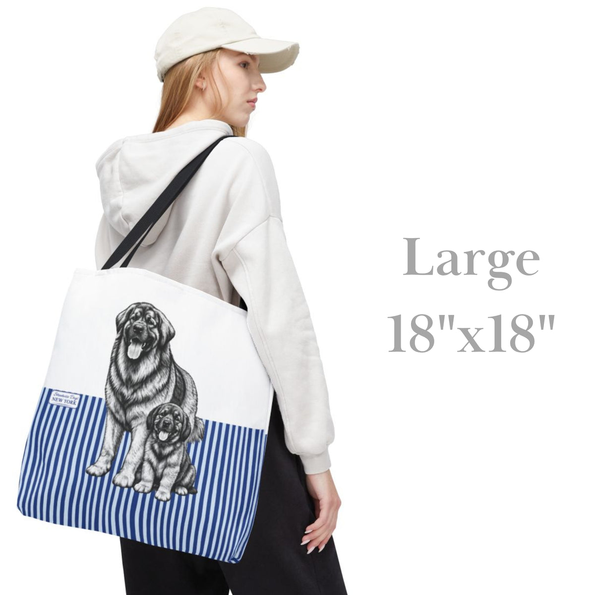 Leonberger, Blue Stripe Durable Tote Bag